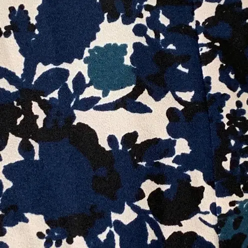 Simply Vera Wang Dress Blue Tan Floral A Line Long Sleeve Fit & Flare Size XS