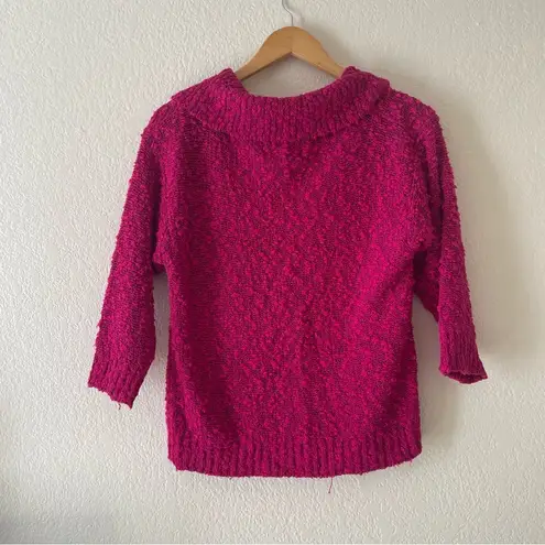 Vintage 90s pink collared chunky popcorn knit pullover Sweater