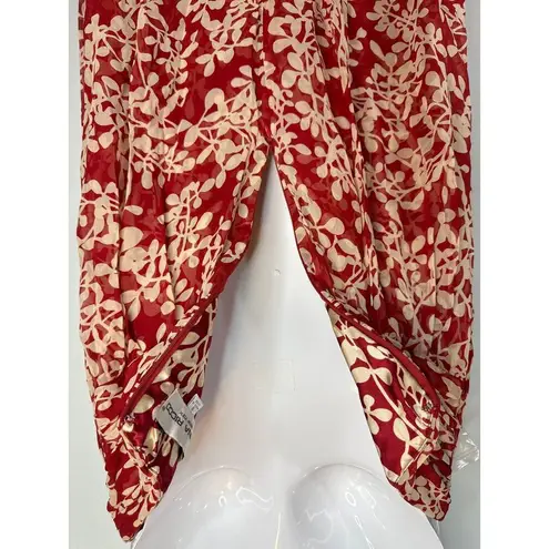 Donna Ricco Pomegranate Floral Silk Sweetheart Neck Empire Waist Dress Women's 8