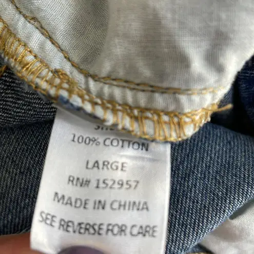 Hashttag in Trend Stylish Suspender Straps Blue Denim Overall Jeans Size L