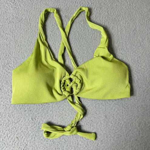 Womens Juniors Swimsuit XL Lime Green Front Keyhole Ring Ribbed 2 Piece NEW Size undefined