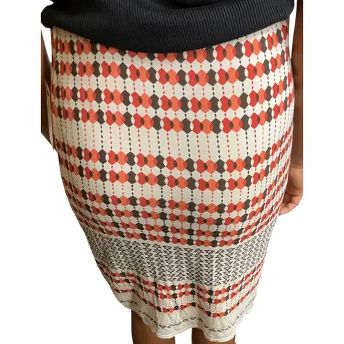 Studio M Print Mini Skirt Lined Stretch Geometric Vintage Style Retro Look Med Multiple