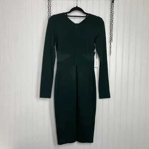 Babaton NWT Scarab Green Fluoresce Long sleeve Mesh Cutout Mini Dress Size 2