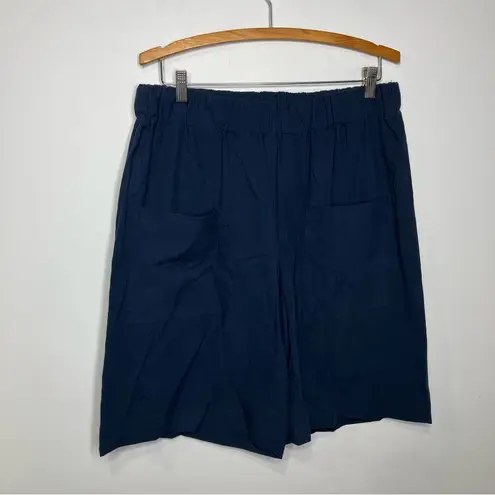 Handmade navy blue loose fit shorts patch pockets women’s size large XL boho