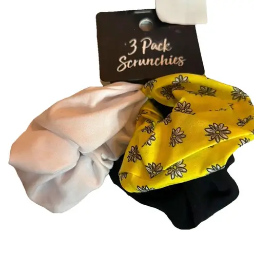 Hair Ties Scrunchies Black White Yellow Floral