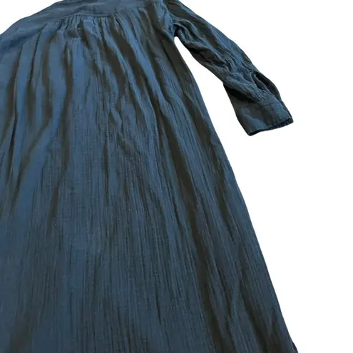 Gap  Black Gauze Midi Length Dress Long Sleeve Button Down 100% Cotton Size Small