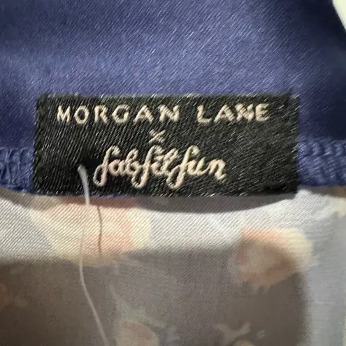 Morgan Lane NWT Floral Navy Kimono Robe Size S/M Satin Cottagecore Dressing Gown