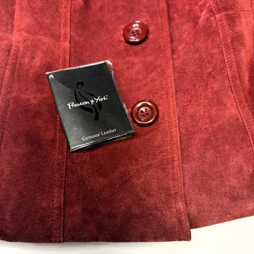 Preston & York Preston York Leather Suede Jacket Blazer Womens XS Pockets Red Berry 90s VTG NEW