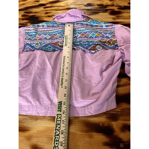 Vintage Mine and Bills Outfitters Western Shirt Women Medium Crop Aztec Button