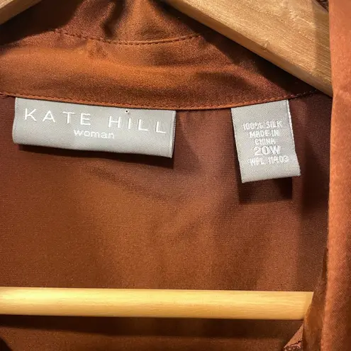 Kate Hill Copper Casual Button Down Silk Shirt