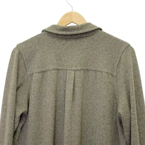 Faherty Legend Sweater Mini Shirtdress Tunic in Olive Melange Flannel Size Large Green
