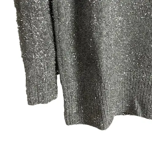 J.Crew  Gray Metallic Silver Oversized Brushed Yarn Crewneck Sweater Size XS