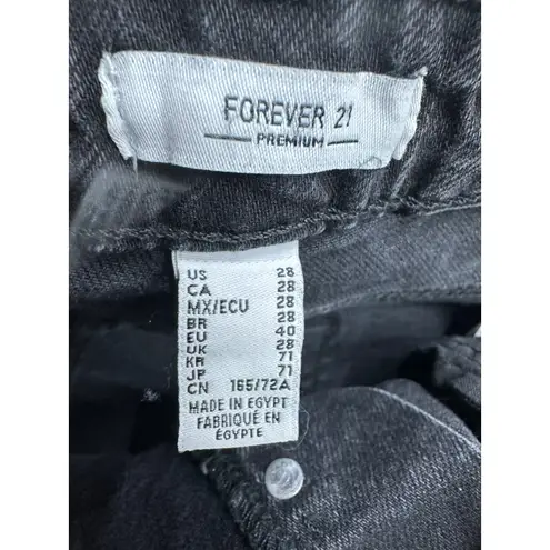 Forever 21  Womens Black Denim Flare Jeans Size 28 Button Fly Festival Fringe