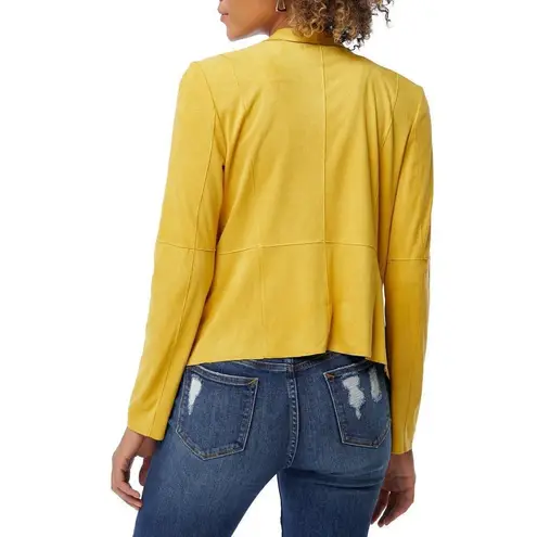 Bagatelle Faux Suede Drape Moto Jacket Blazer Open Front Yellow, Size Small