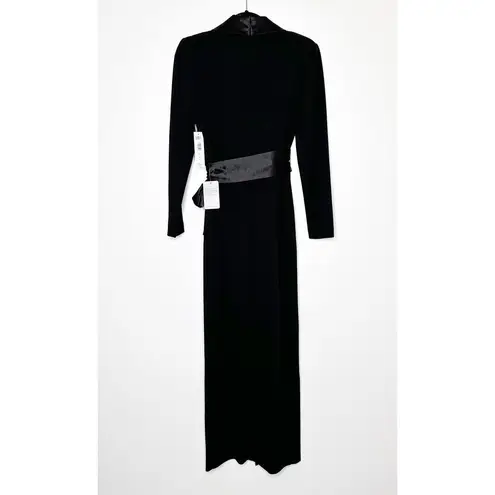Eliza J NWT Long Sleeve Tuxedo Gown Dress Satin Shawl Collar Womens Black Size 6