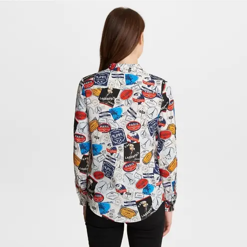 Karl Lagerfeld  Women's Button-down Paris Print Shirt. Size: L