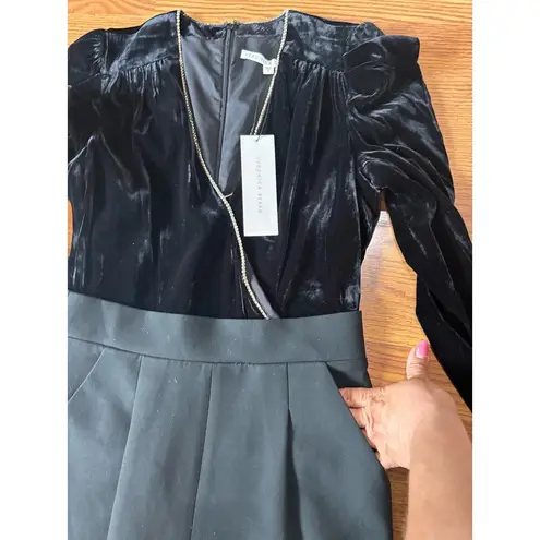 Veronica Beard black Cleo Embellished Velvet Jumpsuit size 6