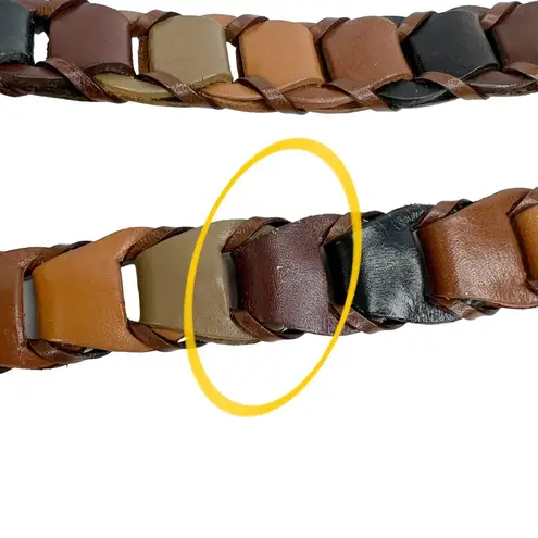 Genuine Leather Neutral Colors Interlocking Gold Buckle Belt