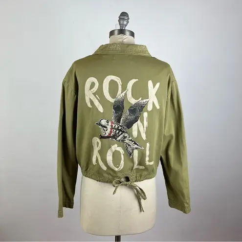 One Teaspoon  Army Green Crop Rock n Roll Jacket