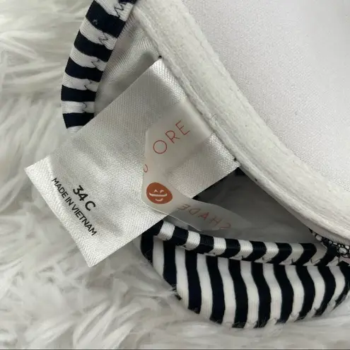 Shade & Shore  padded push up underwire black white stripe bikini top. 34C