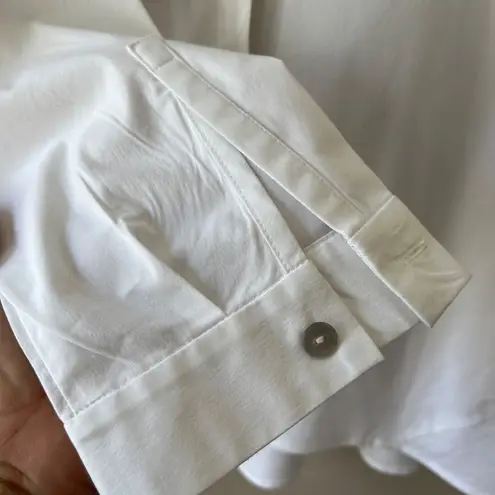 J.Jill Sz L White Shirt Collection A Line Hidden Button Up Tunic Scoop Neck Size L