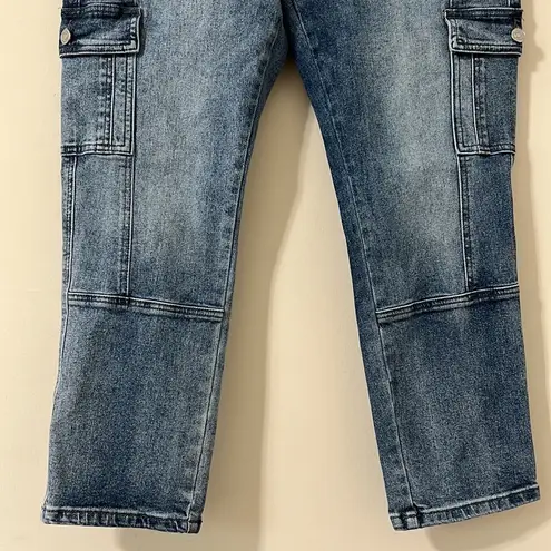 NWT Kancan Avery Straight Leg High Rise Cargo Jeans Dark Wash Size 29