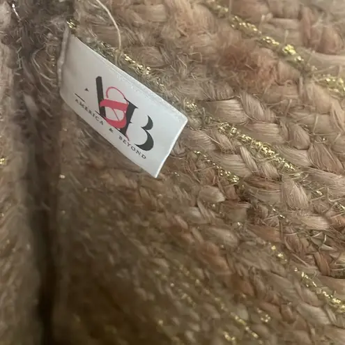 America & Beyond bag enshrine handwoven Stylish Tan Woven Jute Tote Bag New XL