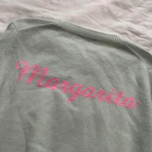 J.McLaughlin Mint blue 100% cashmere margarita graphic sweater Size large Green