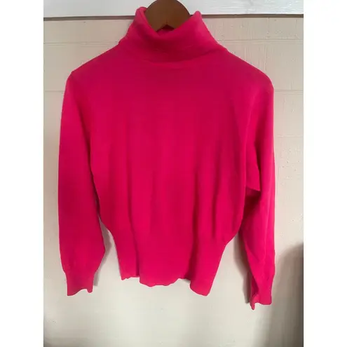 Vintage 80's Snuggler Ski Wear HOT PINK SEXY SNOW BUNNY Turtleneck Sweater Size M
