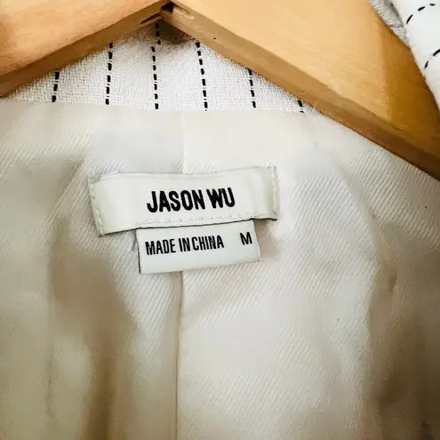 Jason Wu NWT $325  Cropped Pinstripe Women's Blazer Jacket Designer Cream White M - Image 7