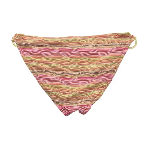 Mossimo Striped Bikini Bottoms Ring Detail Beige Pink Colorful Medium