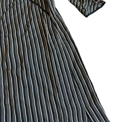 Max Mara Studio Striped Dress Crossover Retro Y2K 3/4 Sleeves Size 8 Women's