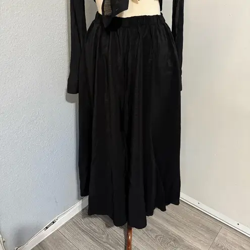 Denim & Supply Ralph Lauren Black Rare Bohemian Maxi Retro Ruffled Skirt Sz S