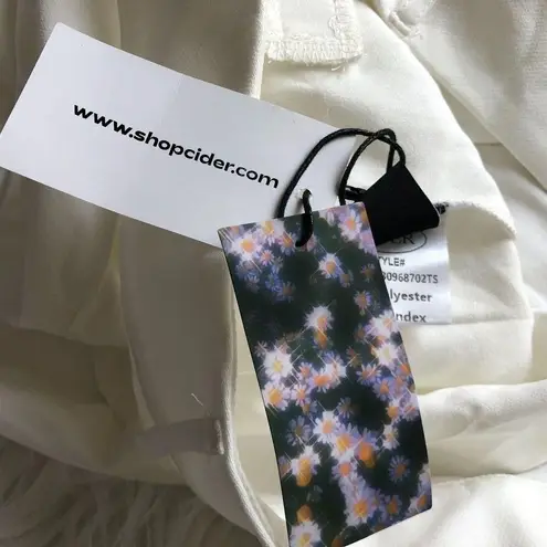 Cider Womens Pants L White Pleated Casual Linen Stretch Wide Pants NWT