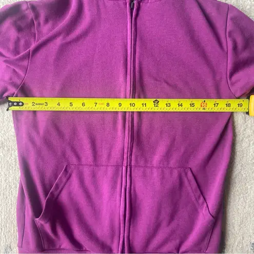 Givon S Purple Short Sleeve Zip Hoodie Sweatshirt Cotton Blend Kangaroo Pocket Purple