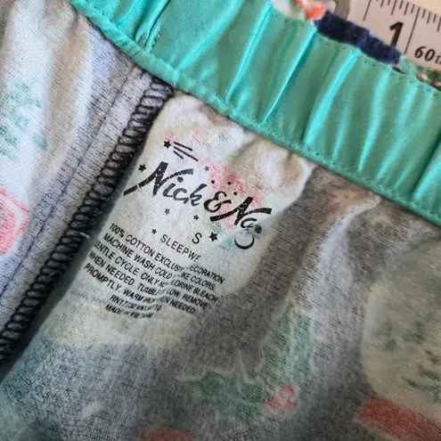 Nick & Nora  green and blue snow globe flannel pajamas set size small - Image 8