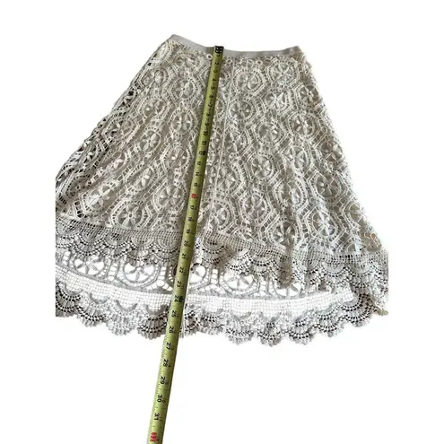 Ella Moss Ivory Lace Crochet A Line Skirt Size S Lined Demure Dreamy Whimsical