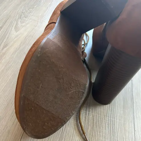 Modern Edge: suede Heeled Boot for Women Brown Size 10