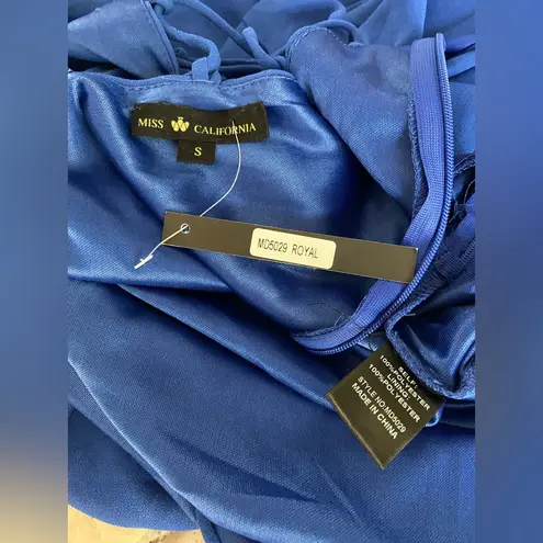 NEW Miss California Forever 21 Cobalt Electric Blue Chiffon Lace Up Maxi Dress S