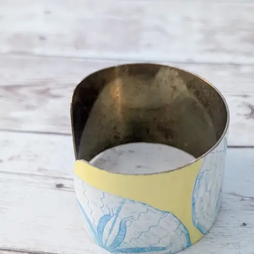 Vintage Two's Company Cuff Bracelet Sand Dollar Blue Yellow