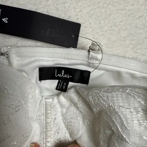 Lulus  Little White Dress Size XS Embroidered Strapless Tulle Mini Bridal