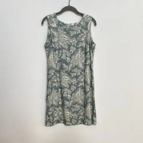 Van Heusen Vintage Palm Tree Seafoam Sleeveless Cream Sheath Dress Women's 8
