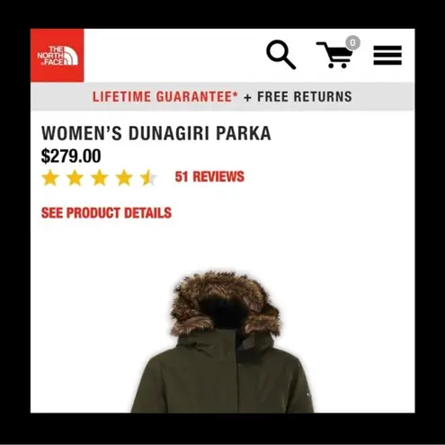 The North Face Women's  dunagiri Down  Hooded Blue Parka Puffer Jacket Large