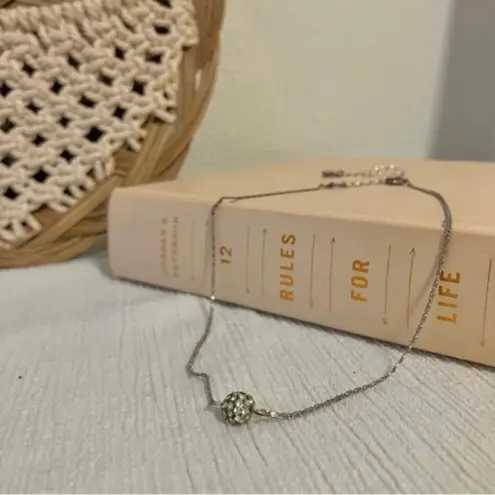 LC Lauren Conrad Lauren Conrad Silver Tone Rhinestone Ball Necklace Pendant Y2K Simple Minimal