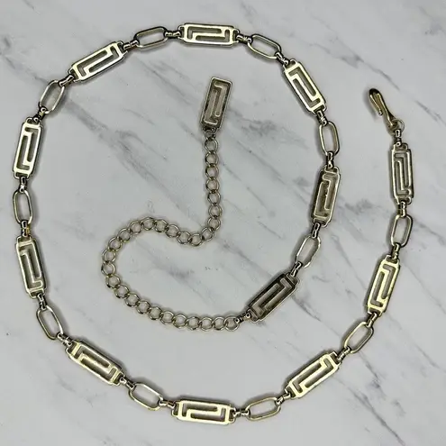 Greek Key Gold Tone Chain Belt One Size (OS) Adjustable Hook Closure ✨