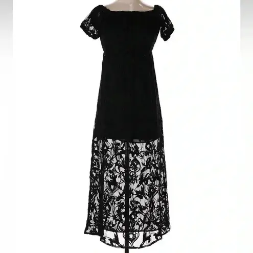 Bardot  Black Off The Shoulders Lace Overlay Gracie Midi Dress Size 4 XS