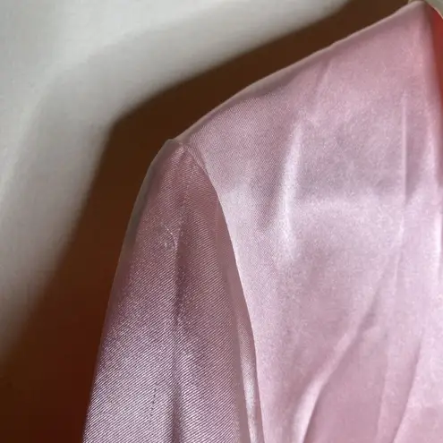 Pink K Light Pink Satin Floral Embroidered Pajama Long Sleeve Lounge Top Large