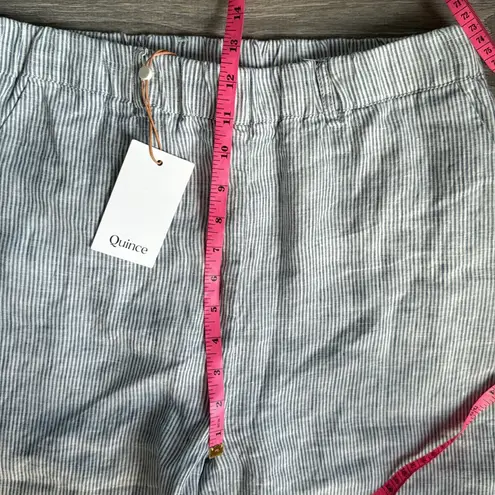NEW Quince 100% European Linen Pants blue pinstripe Medium