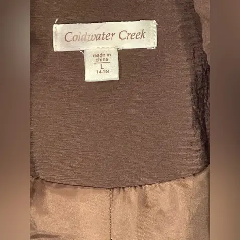 Coldwater Creek Brown Rayon Nylon Snap Vest Front Pockets Women's SZ L