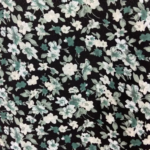 Vintage Blue  Maxi Skirt in Black Green All-Over Floral Side Slits Size Small